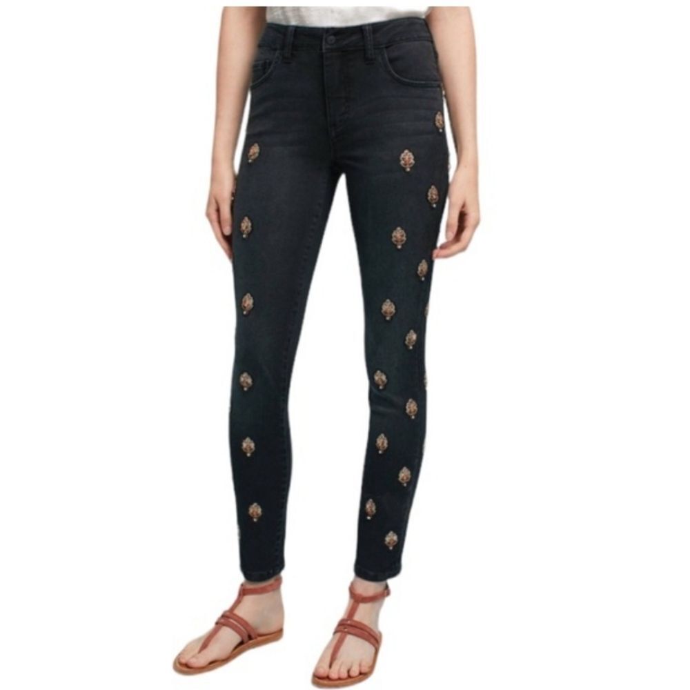 Anthropologie Pilcro and the Letterpress The Script Black Skinny Jeans Size 26